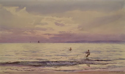 Pescadores trabajando al atardecer, 1868-71